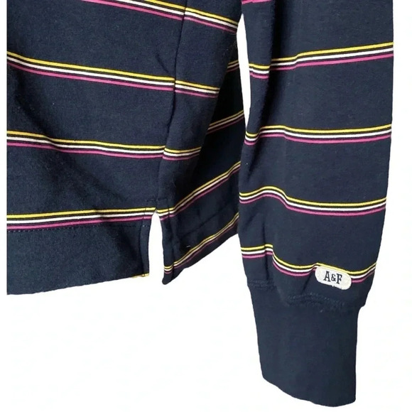 ABERCROMBIE & FITCH | Cotton Blend Navy Striped Sweatshirt Hoodie Size S - Picture 6 of 9
